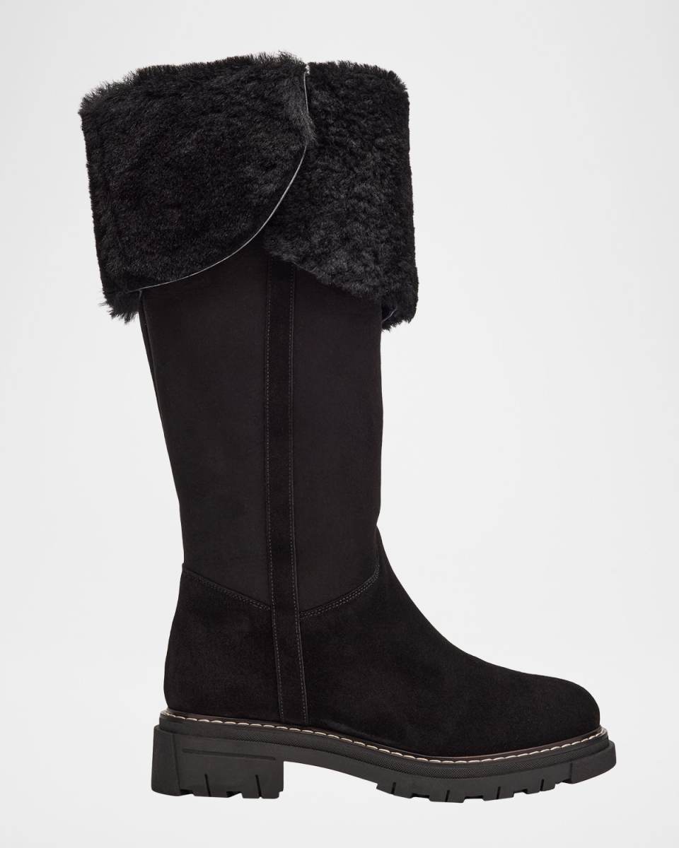 Davide Shearling-Lined Waterproof Suede Knee-High Boots